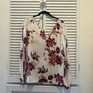 Billabong Burgundy and Yellow Floral Blouse